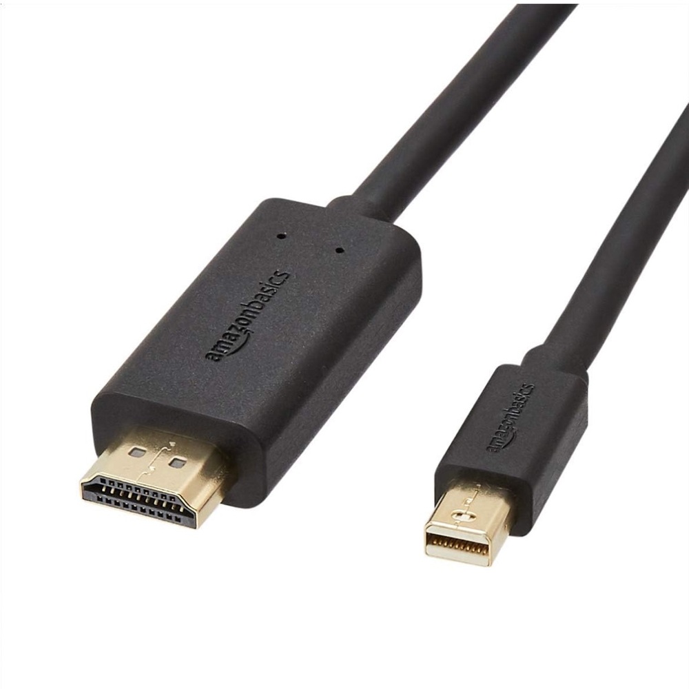Amazon Basics Mini DisplayPort Male to HDMI Male Cable, 1080p, Gold-Plated Plugs